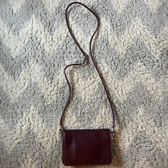 Burgundy Vegan Leather Crossbody Bag - Picture 3 of 10